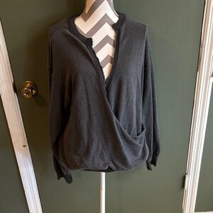 Black grey Wrap Sweater